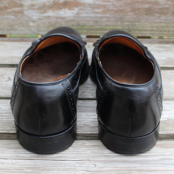 Vintage 80s Black Kangaroo Wingtip Loafers, Men's 13 D, Made in Canada by Dack's - Picture 6 of 13